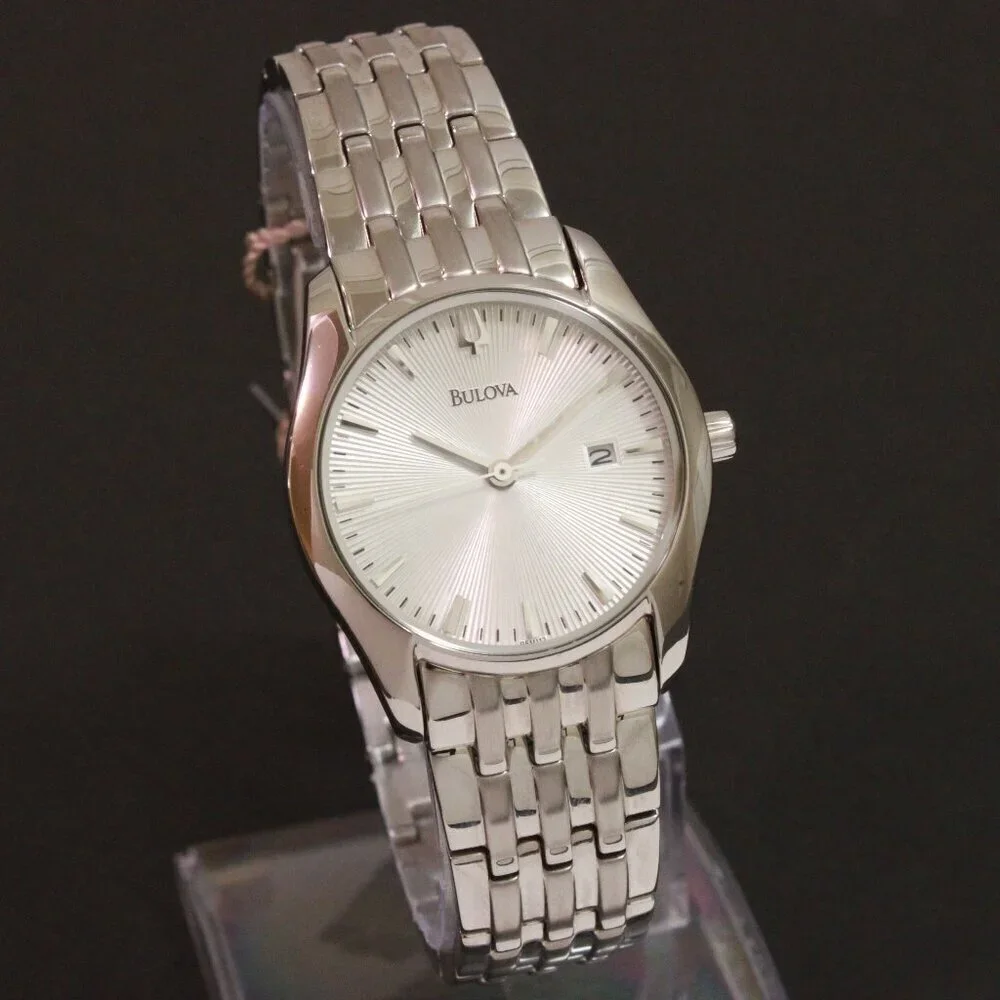 Bulova Ladies Classic Watch Silver Textured Dial Raised Indices Stainless 29mm - Picture 2 of 13